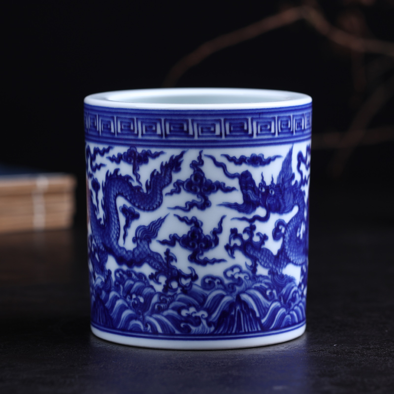 Offered home - cooked hand blue and white porcelain in jingdezhen porcelain stationery pen container four checking ceramic furnishing articles household act the role ofing is tasted