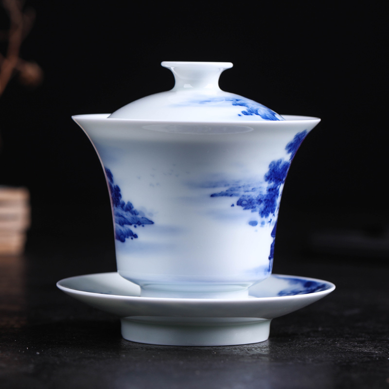 Offered home - cooked in ceramic only three tureen maintain porcelain tea set hand - made teacup jingdezhen blue and white porcelain is checking out the tea