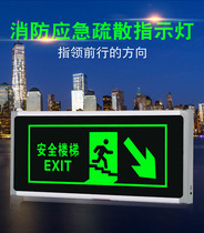 Fire emergency lighting lamps power blackout stairway Safe exit Escape evacuation light directional signs in the direction of stairs