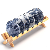 Blue and white porcelain kung fu tea cup hat Cup Bowl ceramic single cup 6 sets tea master small tea cup with cup holder