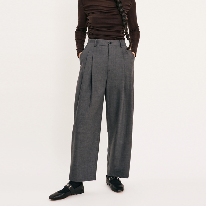 Verselet Short Poem New Style Veda Fine Wool Gentleman's Pants Loose Straight-Leg Women's Trousers