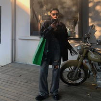 JCCC shadow black leather jacket womens casual loose tassel long-sleeved pu leather wild motorcycle leather jacket