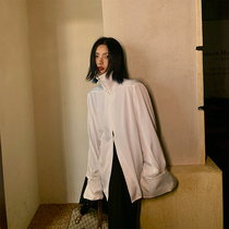 JCCC Shadow Lazy Wind Thin White Shirt Women's Spring and Autumn Long Loose Joker Jacket Design Feeling Minor Shirt