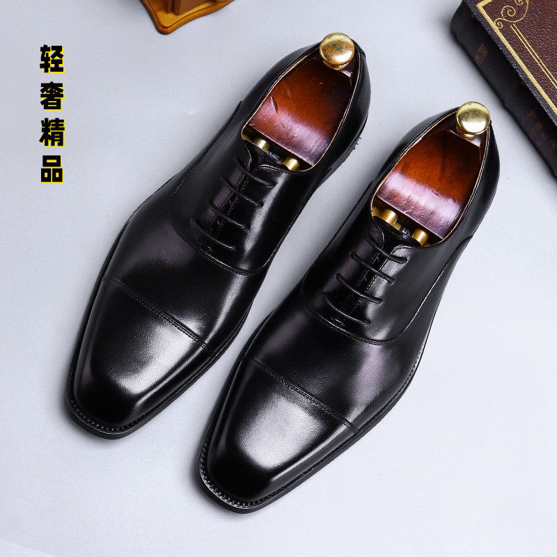 Business formal leather shoes men's leather 2022 new British high-end casual men's shoes three-joint wedding large size shoes
