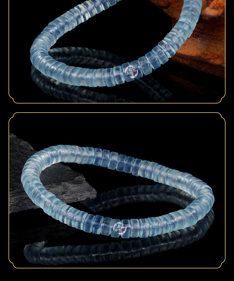 Natural Ice Aquamarine Loose Beads Spacer Beads Multi-Gemstone Bracelet Blue Crystal Bracelet Beads DIY Jewelry Accessories