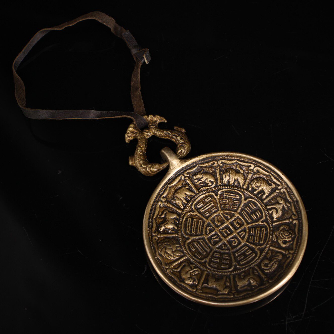 Old Tibet collection of old pure copper Jiugong gossip card one diameter 9 cm weight 180 gr-Taobao