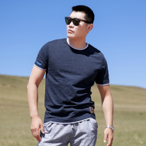 Outdoor New Men cotton casual tide short sleeve t-shirt round neck fake two-piece top base shirt breathable sweat absorption