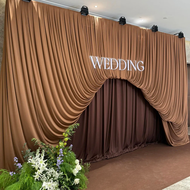 Brown Background Cloth, Milk Silk Stretch Fabric, Wedding Arch Veil Decoration, Wedding Reception Area Matte Curtain