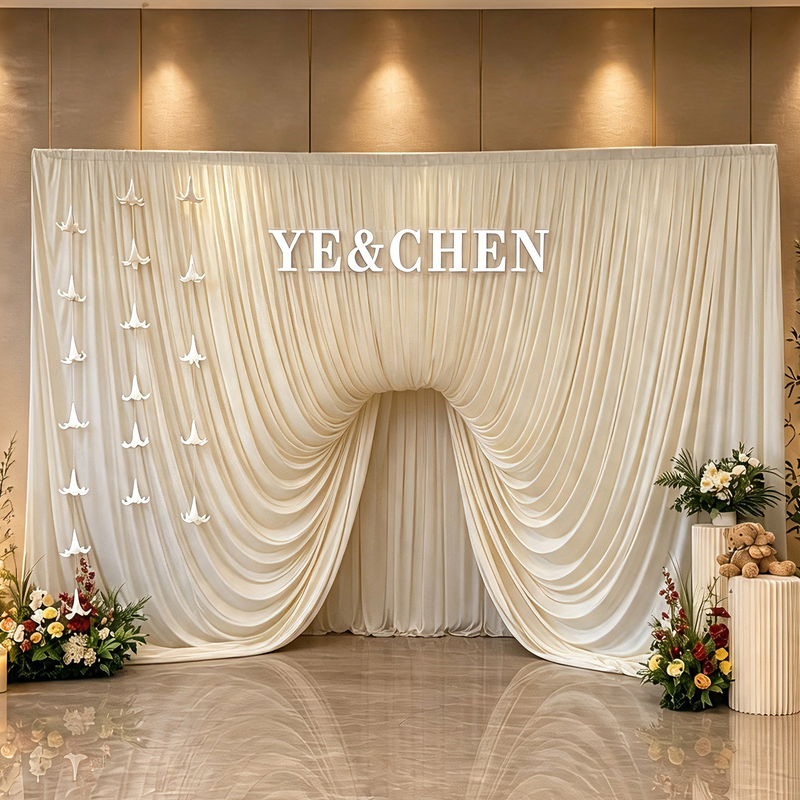 Curtain Wedding Backdrop Fabric, Korean-Style Wedding Stage Curtain, Wedding Reception Area Milk Silk Stretch Fabric