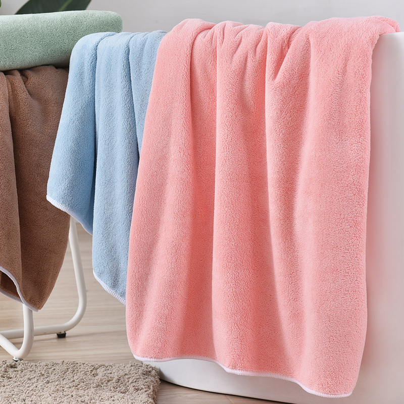 Coral suede bath towel more than pure cotton water suction speed dry without hair thickening home adult male and female student long version wrap body
