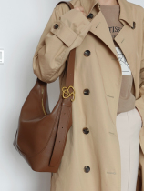 Simple European casual metal buckle large capacity cowhide shoulder bag commuter cross-body bag soft face zipper bucket bag