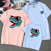 亲子装夏装2020新款短袖t恤一家三口洋气母子母女装纯棉宽松T恤潮