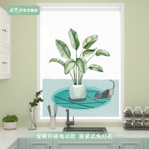 Curtains punch-free installation roller blinds Hand-pulled lifting blinds shading bathroom waterproof kitchen partition curtain