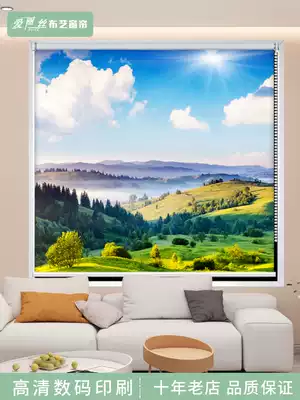 Realistic landscape rolling curtain partition curtain hanging painting decorative painting curtain curtain roller curtain lifting waterproof shading-free punching