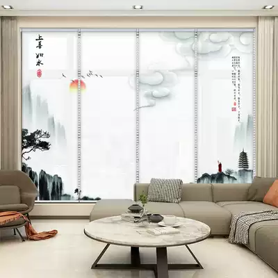 Chinese Buddhist curtain curtain Zen Chinese style retro living room classical Buddhist Hall porch decorative partition window bamboo curtain