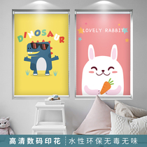 Non-perforated electric roller blinds Blinds pattern custom bedroom childrens room shading pull curtain Hand pull lift curtain