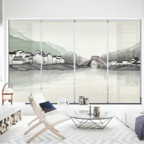 Tea house partition office Chinese retro Zen shading bamboo curtain Curtain Roller shutter louver lift bathroom door curtain