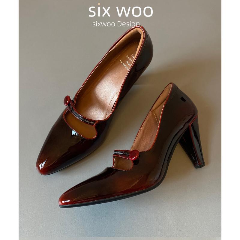Sixwoo Gradient Color High-Heeled Shoes, Pointed Toe Patent Leather Fashion High Heels, Soft Surface Retro Mary Jane Vintage Shoes Sixwoo Gradient Color High-Heeled Shoes, Pointed Toe Patent Leather Fashion High Heels, Soft Surface Retro Mary Jane Vintage Shoes