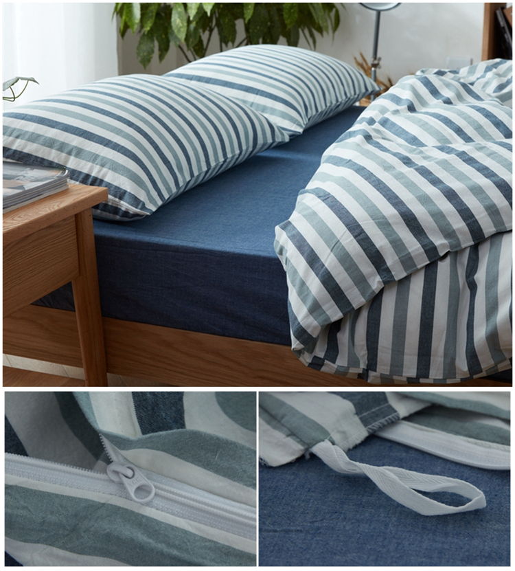 Nhật bản phong cách cotton linen lưới nhỏ rửa sạch bông đơn giản ba hoặc bốn bộ cotton quilt cover màu rắn tấm ga trải giường 笠 bộ đồ giường