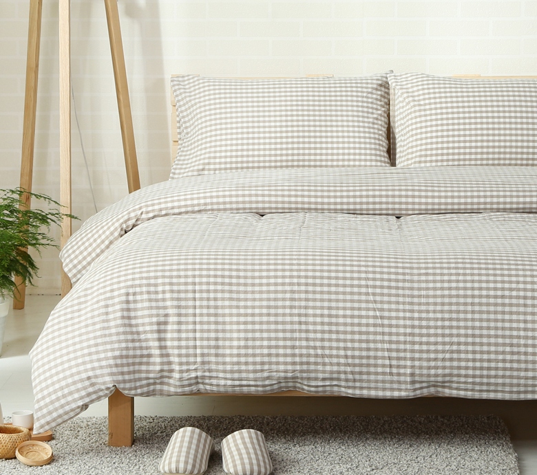 Nhật bản phong cách cotton linen lưới nhỏ rửa sạch bông đơn giản ba hoặc bốn bộ cotton quilt cover màu rắn tấm ga trải giường 笠 bộ đồ giường