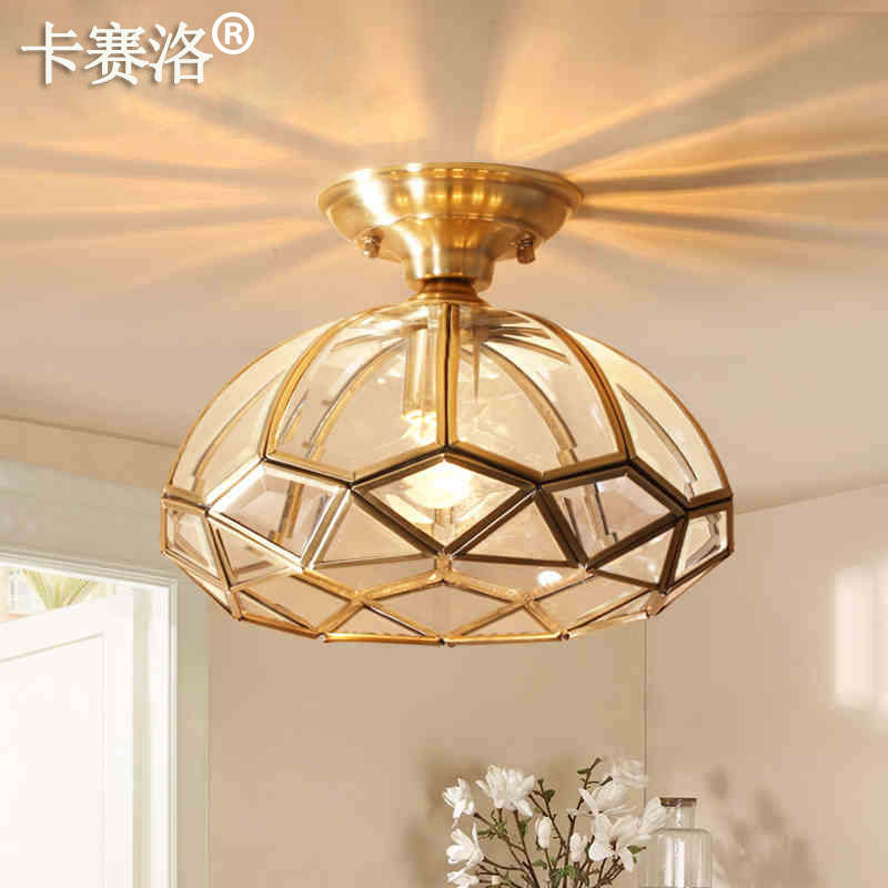 All-copper porch ceiling lamp entry aisle corridor balcony cloakroom lamp American personality creative staircase small chandelier