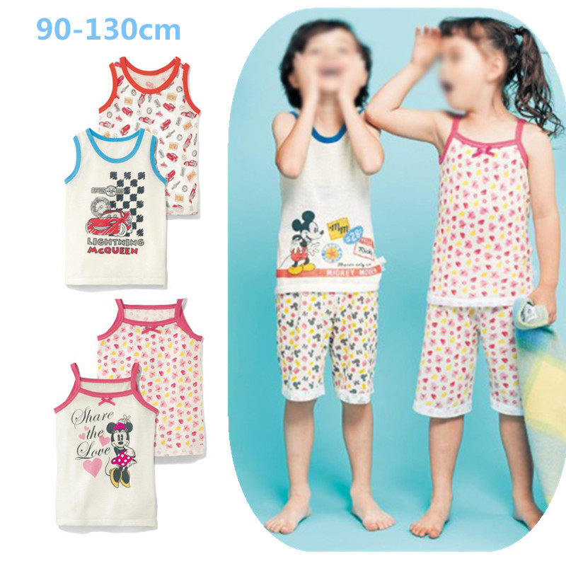 Japan thousand children cotton baby baby sling for boys and girls cartoon summer vest sleeveless T-shirt mesh