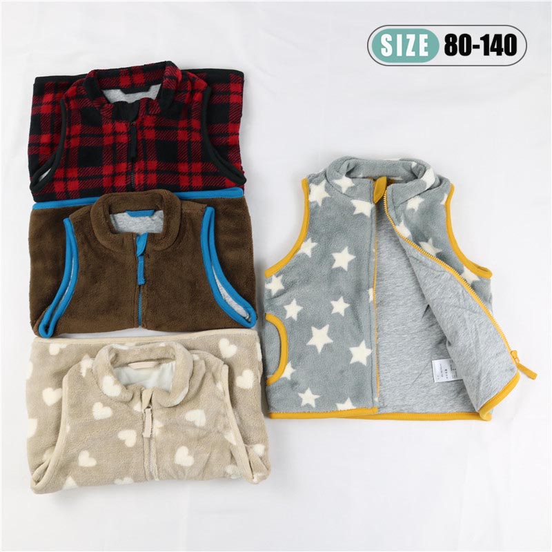 Japanese Autumn Winter Male and female Coral Suede Casual Warm Vest Kindergarten Infant Jacket Soft Pure Cotton Blouse