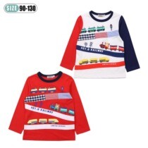 Day Family Mk Spring Autumn Child Clothing Boy Pure Cotton Long Sleeve Casual Round Collar Blouse Children Small Train Printed Cartoon T-shirt