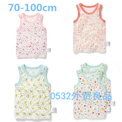 Japanese Thousand Children Dress Pure Cotton Baby Baby Harnesses Boy Girl Cartoon Summer Vest Sleeveless T-shirt Mesh