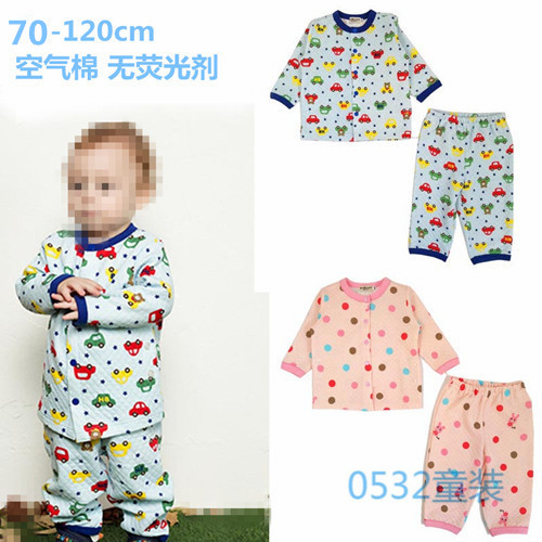 Export Japan Children's pure cotton three-layer suit for men and women small and medium children clamping cotton air cotton home for autumn and winter