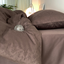 Light and luxurious High sense All cotton 80 Washed Cotton Small Jacquard 4 pieces of soft sheet Quilt Cover Brief Pure Cotton Bed