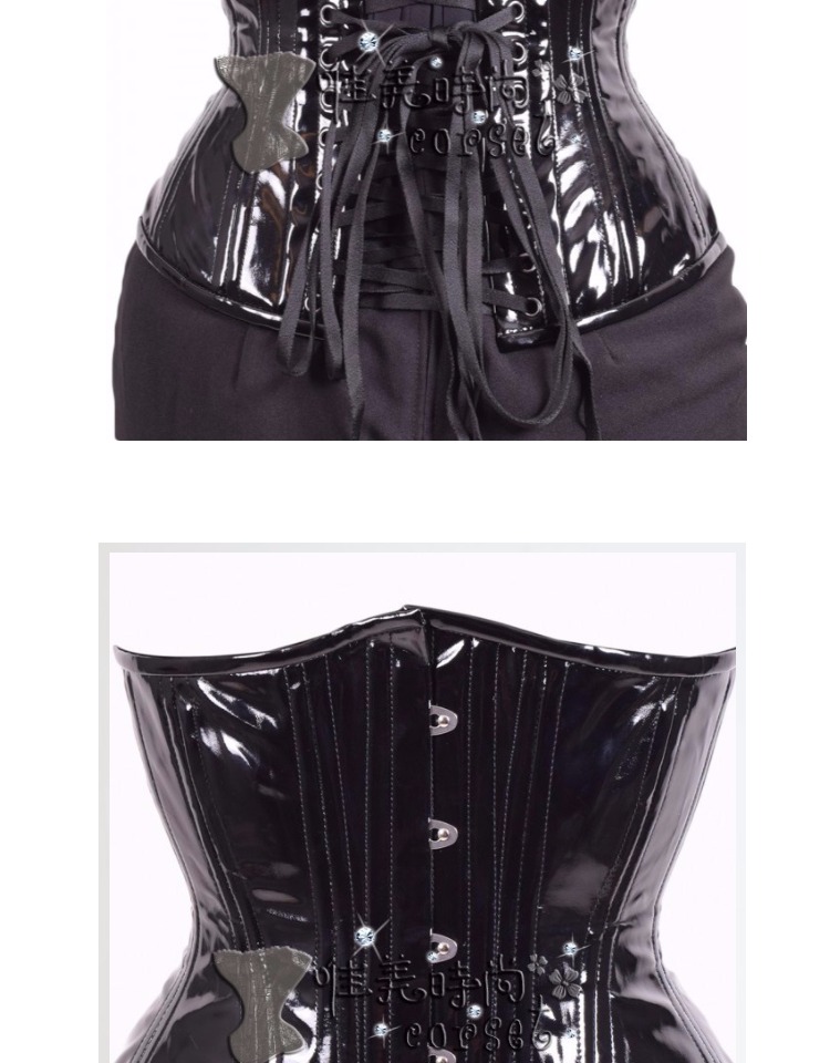 Bằng sáng chế da ngắn phần eo mạnh mẽ corset gothic thép xương corset tòa án cơ thể định hình vest corset đồ lót phụ nữ