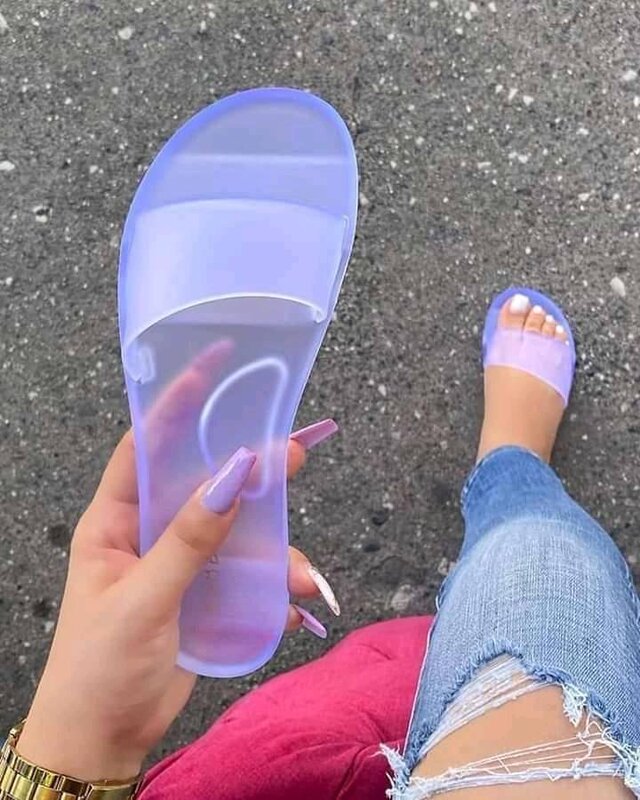 European and American Export Large Size Women's Shoes 2025 Independent Website Amazon Wish Crystal Jelly Sandals Slippers