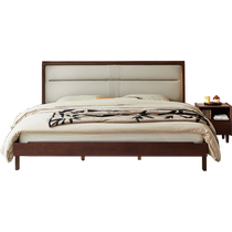 Lins Home New Chinese White Wax Wood Solid Wood Bed 2024 New Walnuts Wood Color Soft Bunk Bed Double Master Bedroom