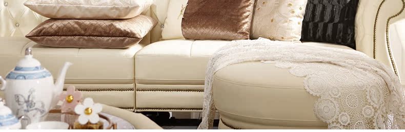 Châu âu da nhỏ sang trọng sofa top lớp da phòng khách Pháp cao cấp sofa da loại lắp ráp 508