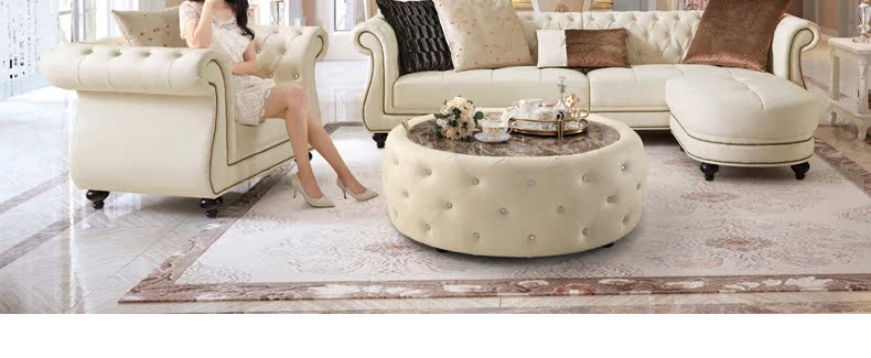 Châu âu da nhỏ sang trọng sofa top lớp da phòng khách Pháp cao cấp sofa da loại lắp ráp 508