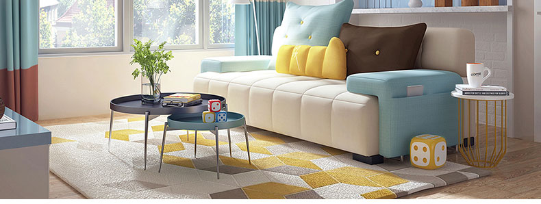 Lin của đồ nội thất phòng khách sofa vải căn hộ nhỏ phong cách Địa Trung Hải hiện đại nhỏ gọn sofa giường 984