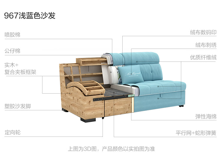 Lin của đồ nội thất hiện đại nhỏ gọn sofa đa chức năng giường phòng khách Châu Âu-phong cách sofa vải kết hợp 967