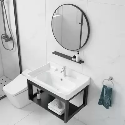 Simple wall-mounted washbasin cabinet combination Small apartment balcony washbasin Mini washbasin Powder room washbasin