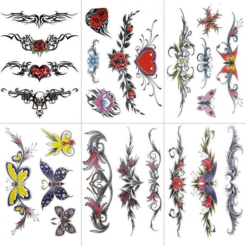 Butterfly knots tattooed tattooed thigh arm ring tattooed with waterproof female tattoo sticking collarbone with persistent scarring