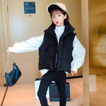 Childrens autumn and winter down cotton vest girl wearing vest vest Net red middle child foreign-style coat waistline tide