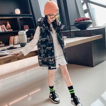 Girls down cotton vest wear autumn and winter 2021 New Korean fashion children thick horse jacket coat