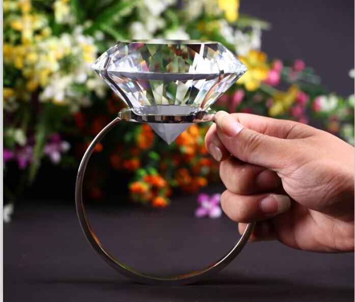 80mm pha lê kim cương lớn nhẫn kim cương nhẫn lớn nhẫn cưới thiết lập đạo cụ đám cưới cầu hôn Ngày tặng quà sáng tạo nhan nam