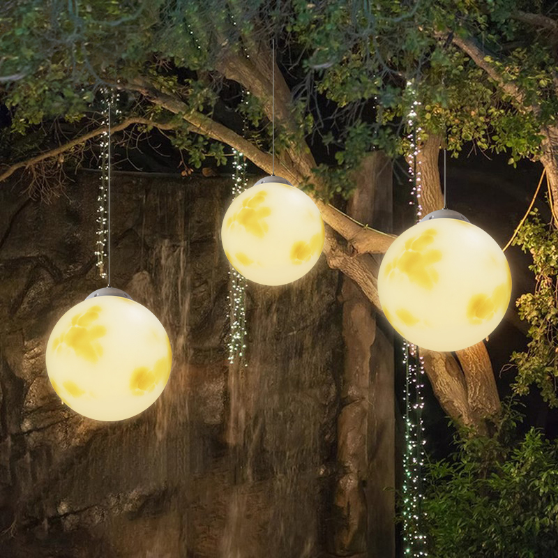 Solar Outdoor Garden Light Moon Pendant Light Moon Glowing Sphere Light Internet-Famous Restaurant Tree Outdoor Atmosphere Light