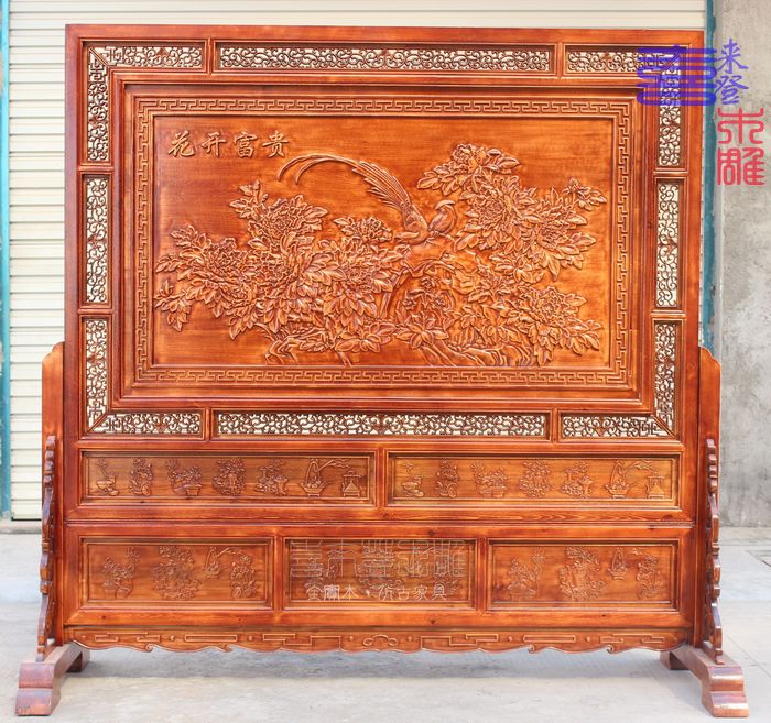 Dongyang khắc gỗ màn hình sàn gỗ chạm khắc hoa mở màn hình phong phú Trung Quốc rắn gỗ hai mặt chạm khắc vách ngăn - Màn hình / Cửa sổ vách ngăn trang trí