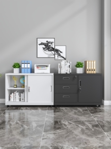 Office Desk-Side Movable Iron File Cabinet with Lock