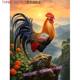 Rooster crowing big red rooster zodiac sticker wall decoration painting living room wallpaper self-adhesive good luck head wall sticker