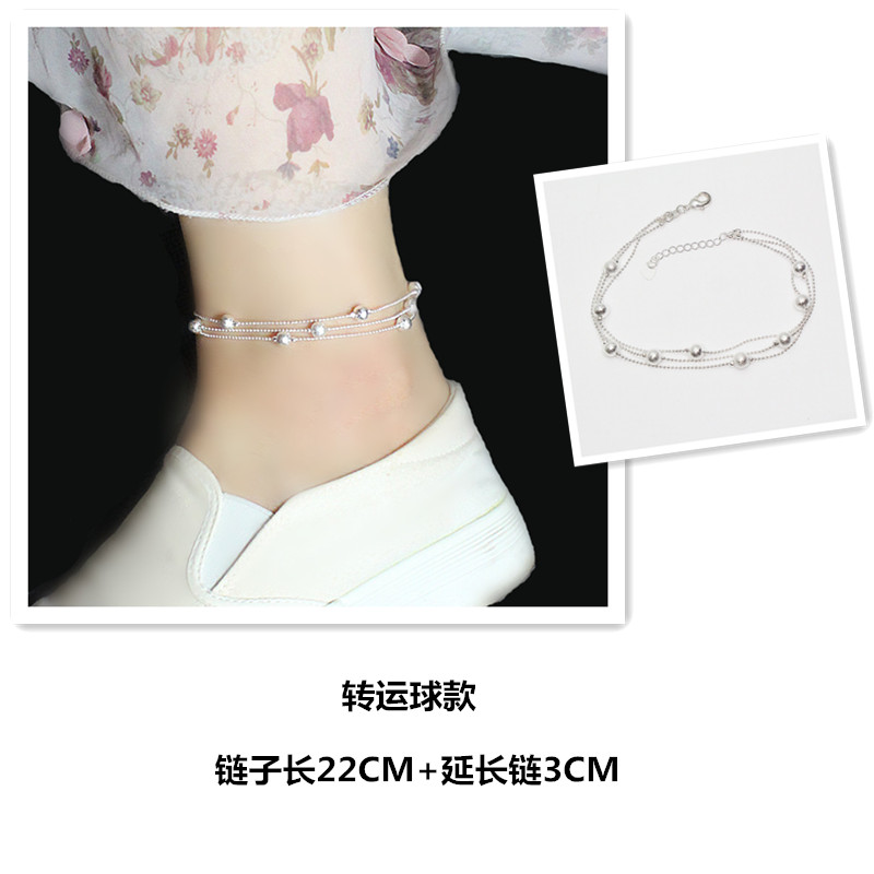 Vòng chân nữ bạc vòng chân bạc trang sức may mắn cỏ bốn lá cỏ ba lá chuyển bóng may mắn sao bạn gái mới tặng lắc chân nữ vàng đẹp
