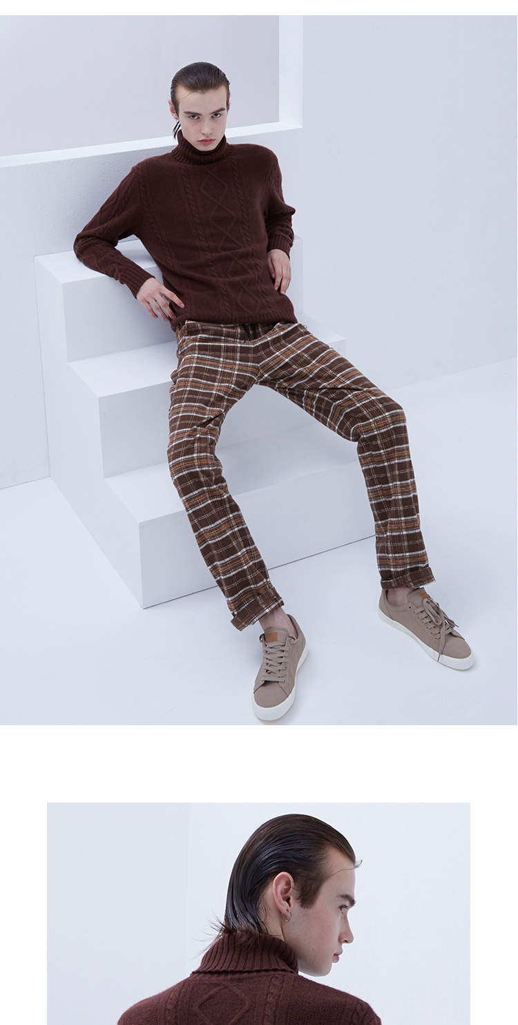 Áo len cashmere nguyên chất của nam giới áo thun nam mùa thu và mùa đông mới cao cổ áo xoắn dày áo len dài tay - Kéo qua áo khoác cặp