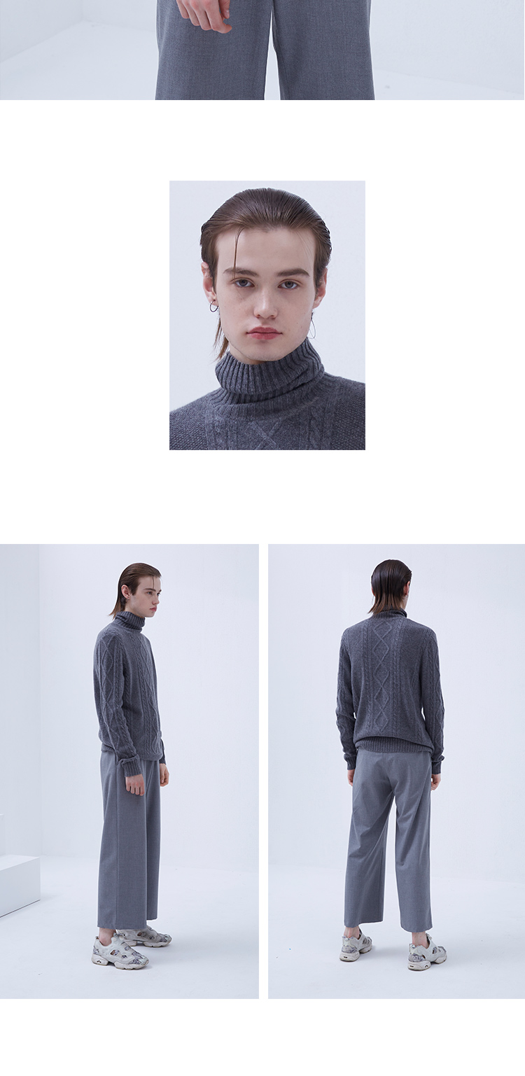 Áo len cashmere nguyên chất của nam giới áo thun nam mùa thu và mùa đông mới cao cổ áo xoắn dày áo len dài tay - Kéo qua áo khoác cặp